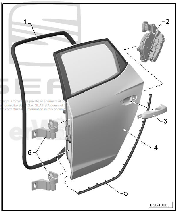 Rear doors, door components